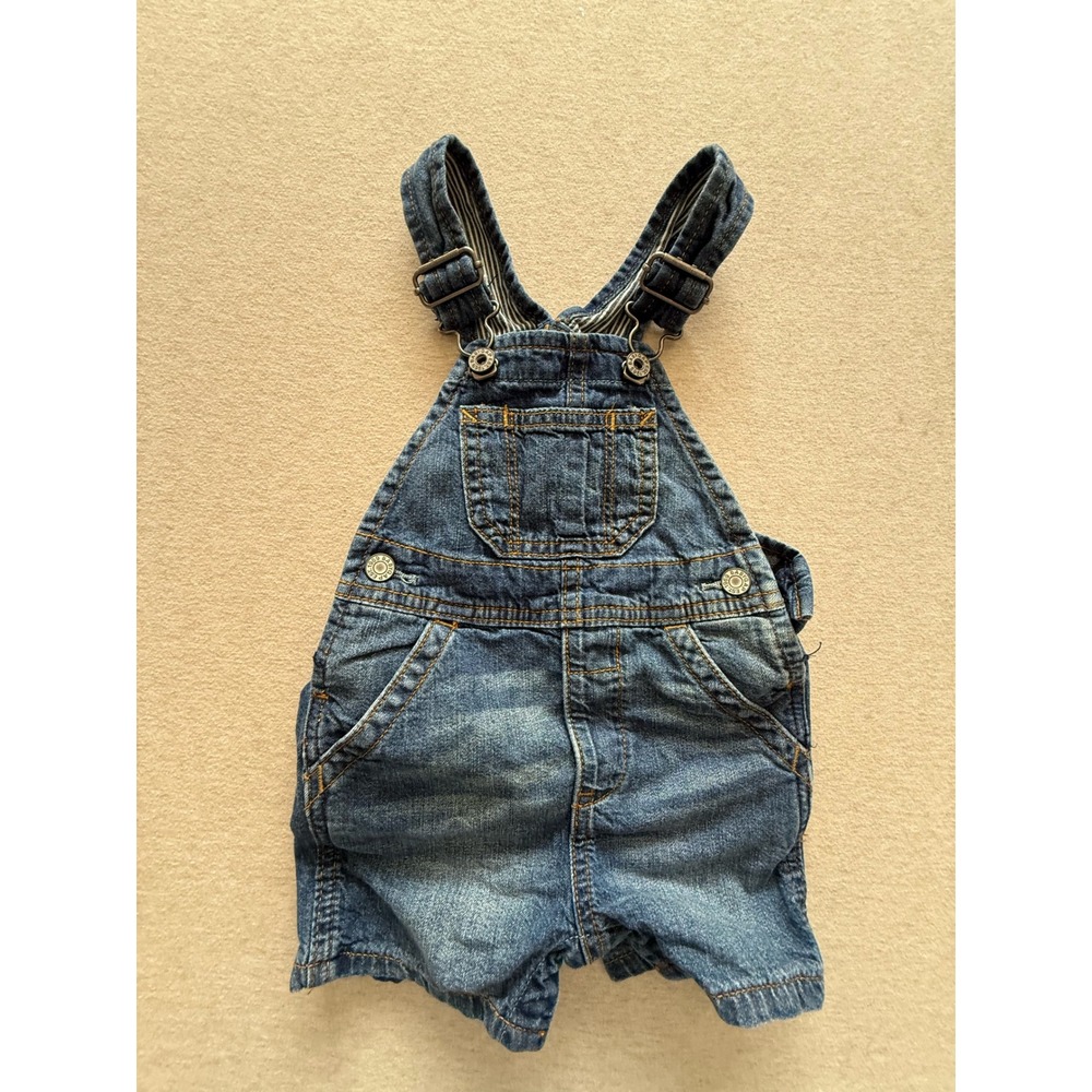 Baby Gap My First Denim Blue Jean Overalls Shortalls Infant Size 6-12 Months